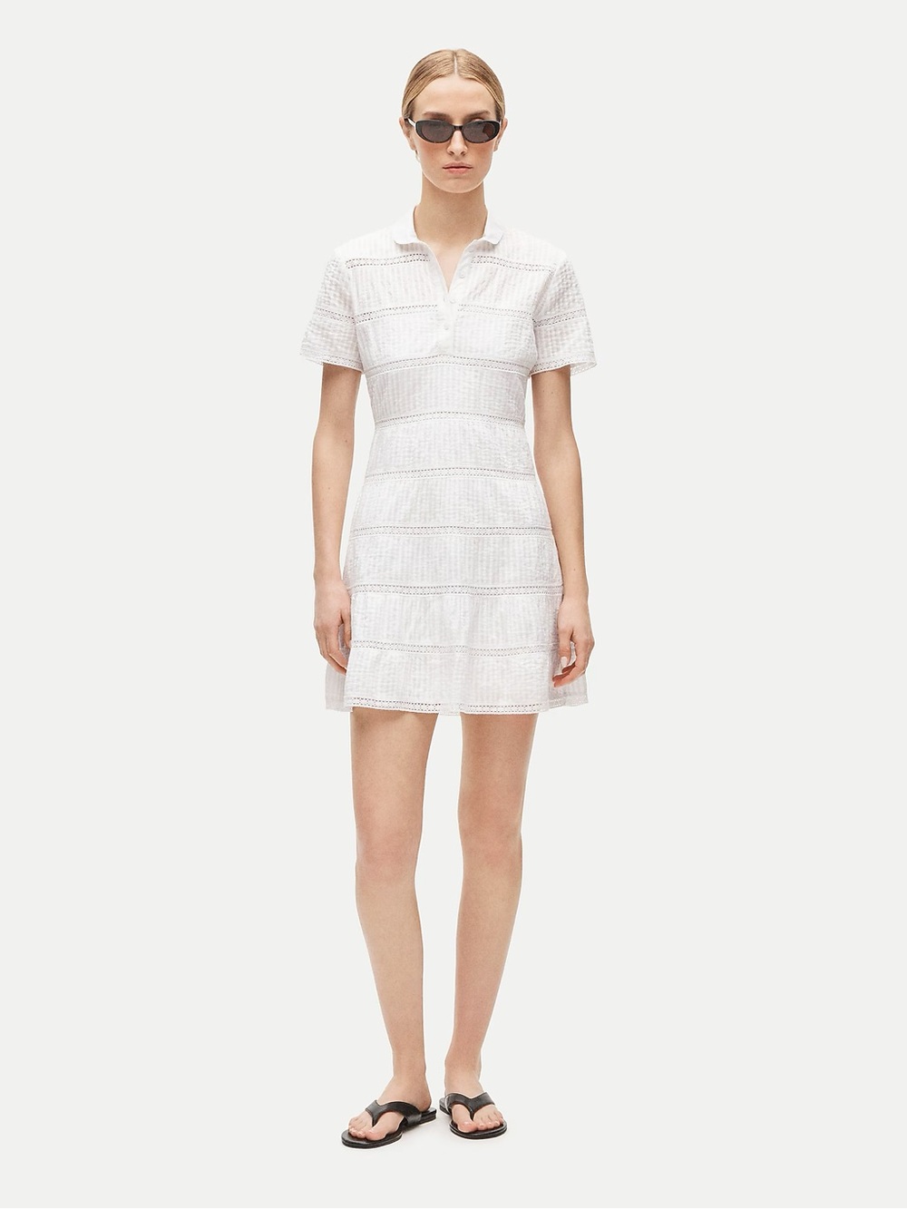 Tiered shirt-dress in cotton voile